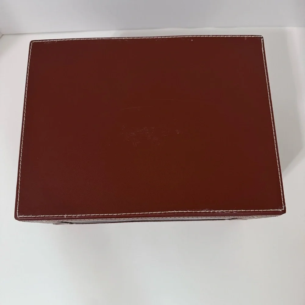 Brown Crocodile Embossed Leather Look Large Storage Keepsake Box Organizer